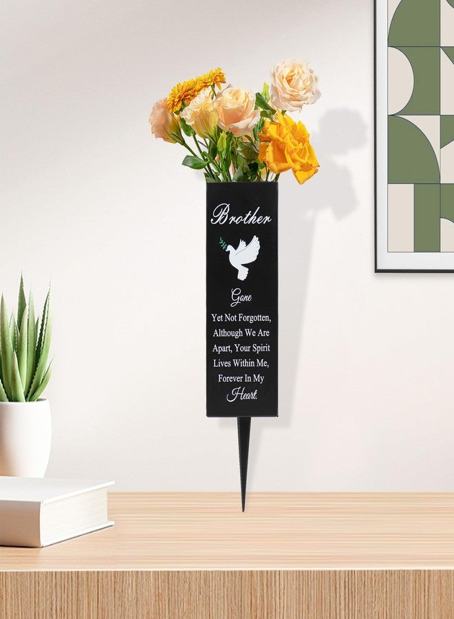 Oooct Brother Metal Cemetery Vases - Grave Decorations with Stake, Memorial Markers, Outdoor Yard Sign - Image 4